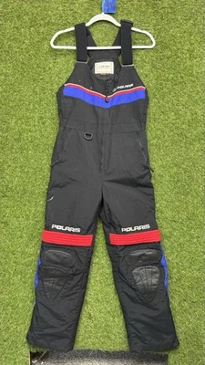 Vintage Polaris Snowmobile Bibs Mens Small Black Padded Outdoor Snow Bibs - Image 1 of 4