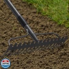 JAOTREL 48'' Heavy Duty Garden Rake with Stainless Steel Handle, Metal Head f