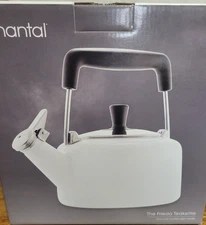 Chantal White Enamel on Steel The Frieda Teakettle 1.4 Qt Stovetop New