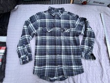 Field Stream Heavy Cotton Flannel M Blue Plaid Men's Shirt Vintage