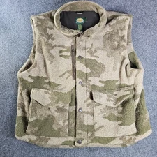 Cabela's Vest Mens XL Tan Green Camo Full Zip Wool Blend Hunting Outdoors