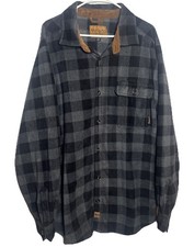 Venado Men’s XLT Gray Black Plaid Flannel Shirt Jacket Shacket Corduroy Collar