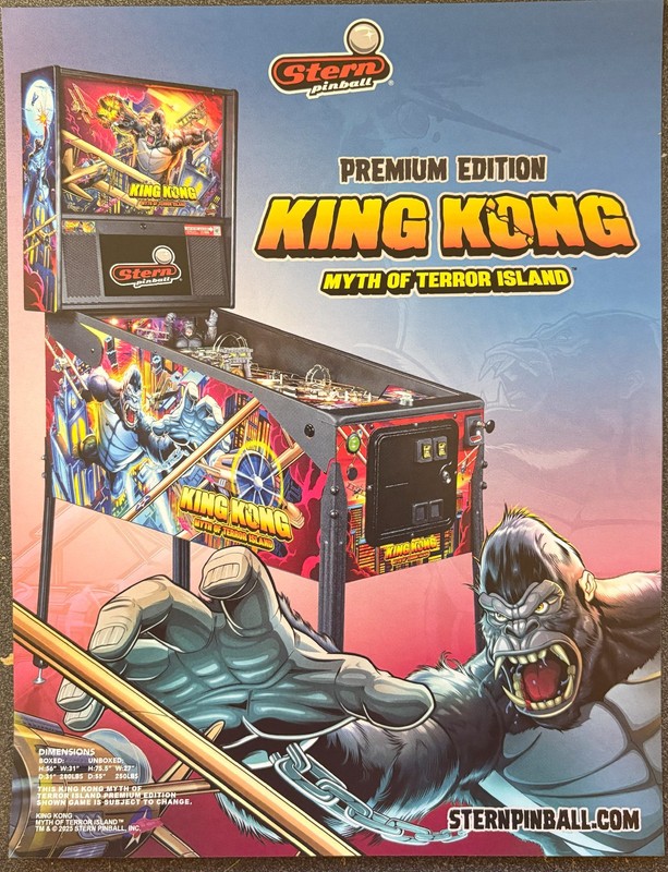 KING KONG Premium Edition - Stern Pinball Machine Flyer - 2025 - Boxed