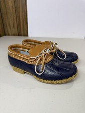 L.L.Bean Women s US 6 Narrow Navy/Tan Rubber Moc Low-Top Duck Boots Waterproof