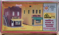A.H.M. General Store & Billiard Parlor Lighted Model Kit HO 1:87 Scale