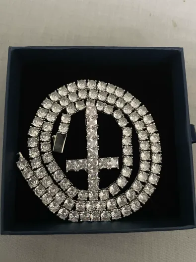 Upside Down Cross Chain Necklace Playboi Cart Opium Diamond Tennis