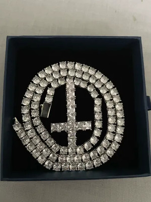 Upside Down Cross Chain Necklace Playboi Cart Opium Diamond Tennis Chain Pendant
