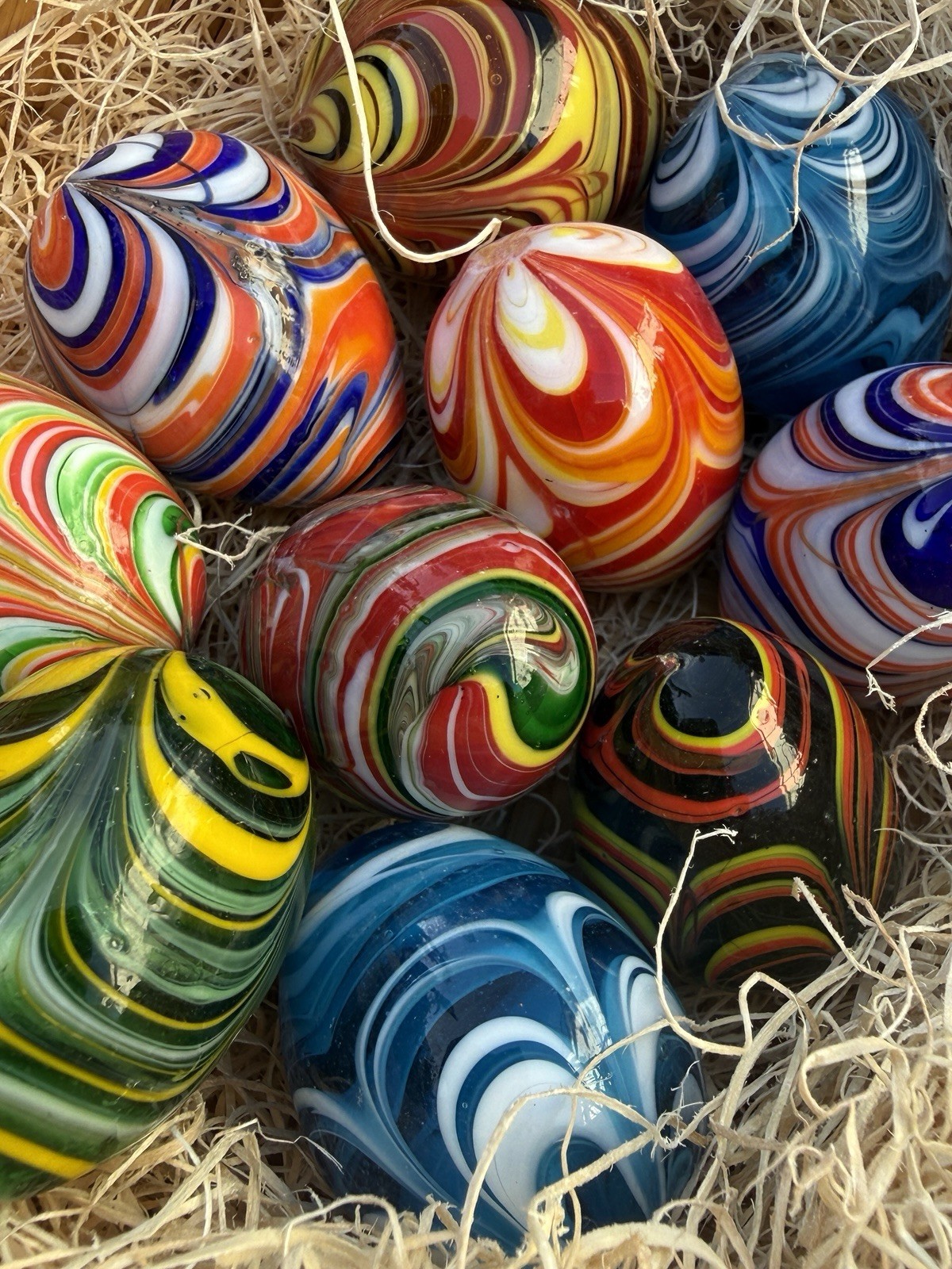 Mini Marbles Stone 2 art Murano blown Glass Egg Easter spring Miniature marble ball Yoga ...