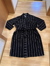 Hajo schwarzer Herren Bademantel, gestreift, Gr. 54 aus dickem weichen Frottee