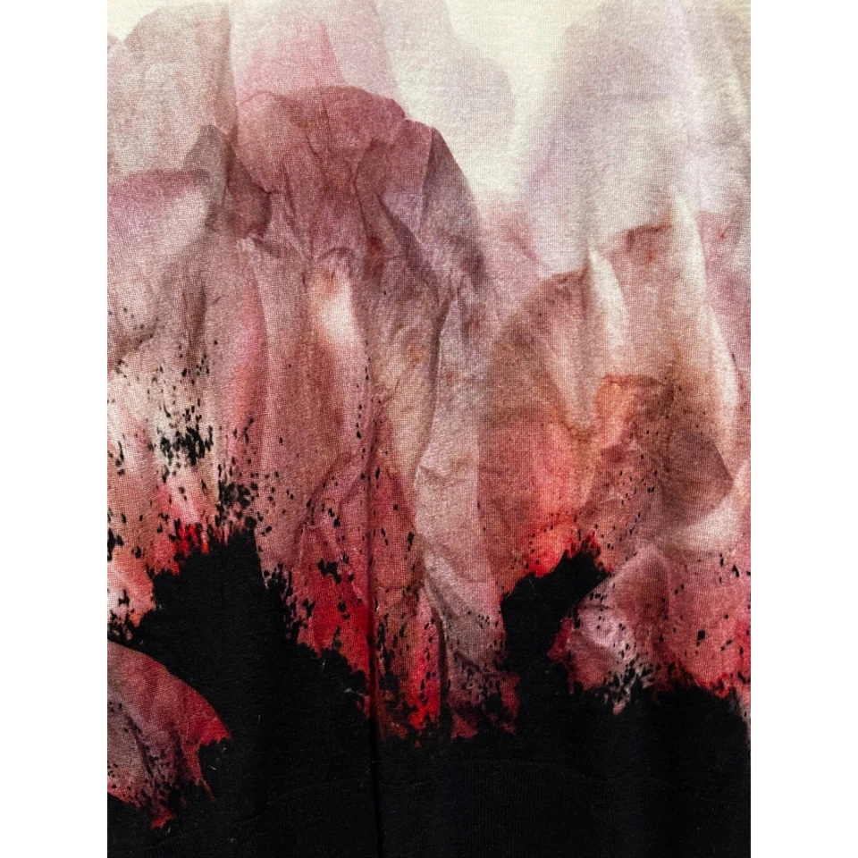 Alexander McQueen Mens Sz M Crew Neck Sweater Floral watercolor Wool Silk blend - Image 3 of 4