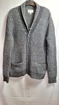 RAG & BONE x Neiman Marcus Wool Blend Cardigan Sz L Black White Shawl Collar EUC