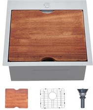 HOTIS 18 X 18 Inch Drop In Bar Sink, Stainless Steel Small Kitchen Sink, Top ...