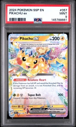 2024 POKEMON SSP EN-SURGING SPARKS #057 PIKACHU EX PSA 9