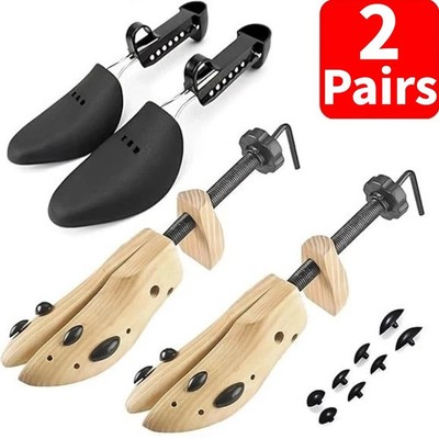 2Pair 2-Way Wooden Adjustable Shoe Stretcher Expander Men Women Boot Size US5-13