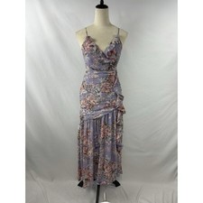 ASTR the Label Kiana Dress Light Purple Floral Small Ruffles Ruched Wedding