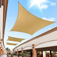 Sun Shade Sail Beige White New 14' X 16'
