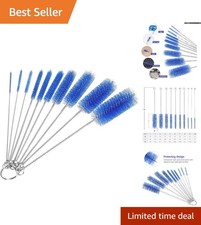 Nylon Tube Brush Set - 10 Durable Brushes for Cleaning Bottles Straws - 8-Inch