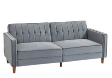HOMCOM Velvet-Feel Three-Seater Sofa Bed - Dark Grey
