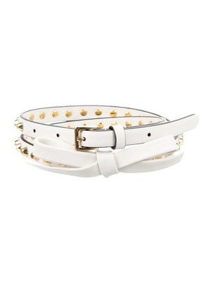 Prada Leather Belt White Gold Studs and Leather Bow Size: XS 