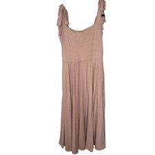 Reformation Jeans Edita Dress in Serenade Pink Knit Maxi Tie Strap Pockets Large