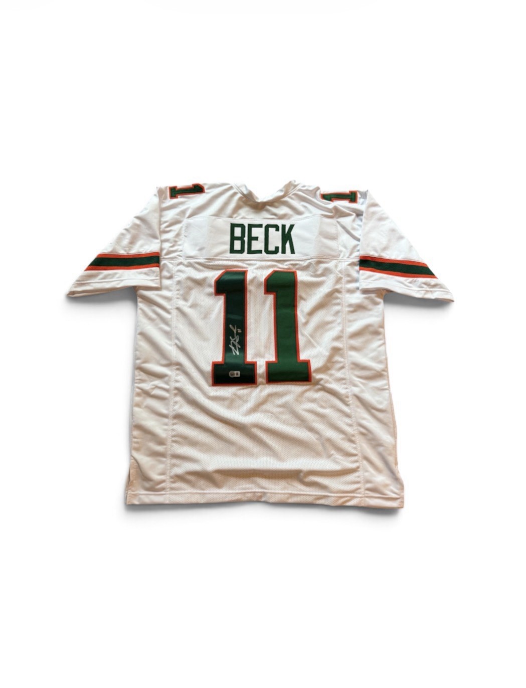 Carson Beck Autographed Signed Miami Hurricanes Custom Jersey Beckett Certified