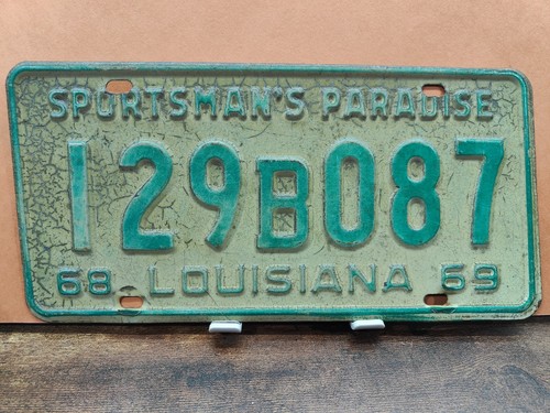 Louisiana LA License Plate Tag USA 🇺🇸 1968 69 Classic 🚗 Car Antique 129 B 087