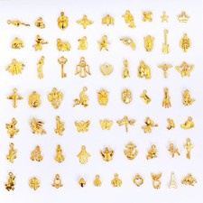 100Pcs Bulk Tibetan Antique Golden Pendants, Mixed KC Gold Charms for Jewelry...