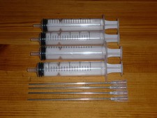 4 x 10ml syringe with blunt 4" long needle to refill ink cartridge, craft glue