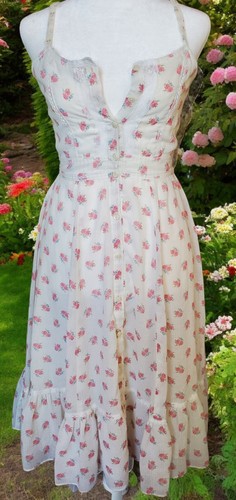 Vintage Gunne Sax by Jessica McClintock Dress Size 7 rose pattern  - Picture 3 of 6