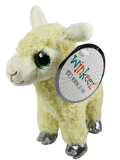 Winkeez Llama Stuffed  Alpaca Plush Toy Animal Green Glittery Eyes #NWT
