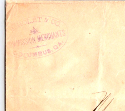c1890s B. Holst & Co Commission Merchants Augusta GA Postal Cover