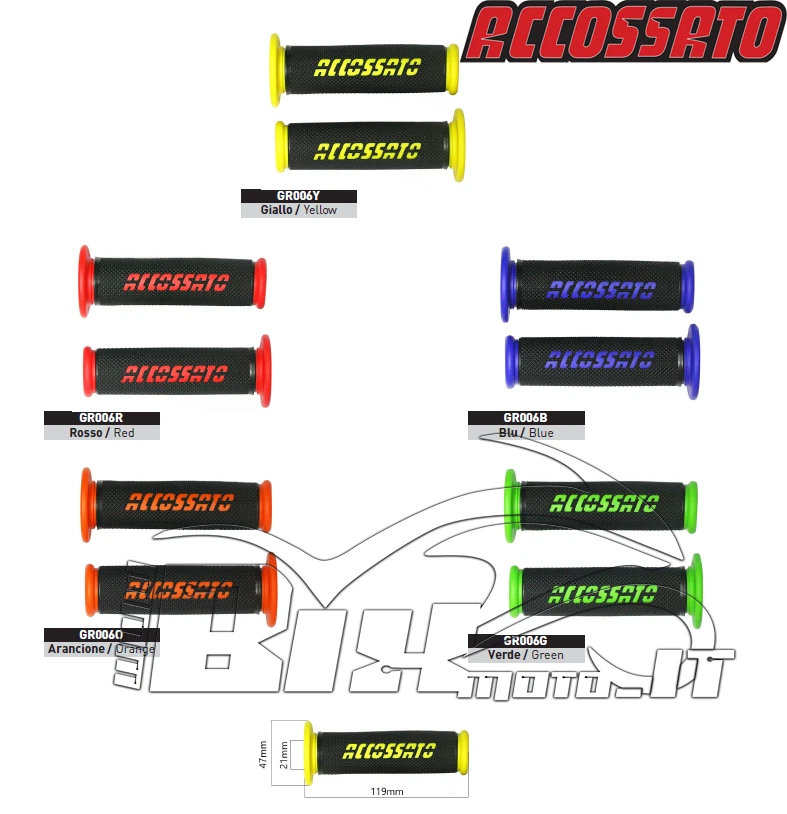 Manopole Racing Accossato Bicolore realizzate in gomma termoplastica BLU -FORATE - Immagine 2 di 4