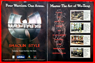 RARE 1999 WU-TANG Shaolin Style Video Game - 2pg Promo Print AD / POSTER 16 x 11