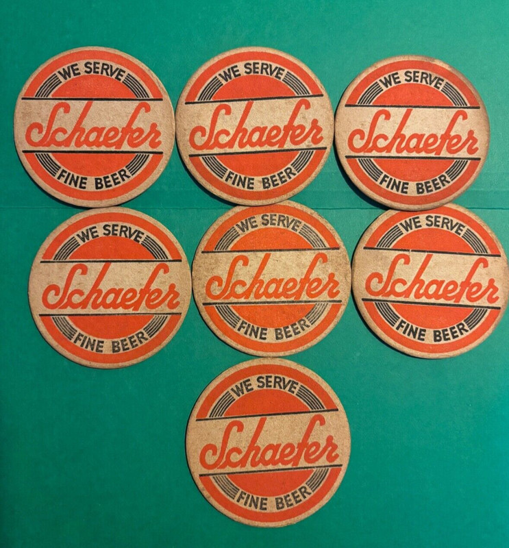 NICE VINTAGE F M SCHAEFER WE SERVE FINE BEER COASTERS LOT ALBANY NEW YORK 3 1/8"