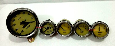 #ad #ad Smiths Replica Kit Elec CH Temp Oil PSI Fuel Amp Speedometer 100mm Cream ME $32.99