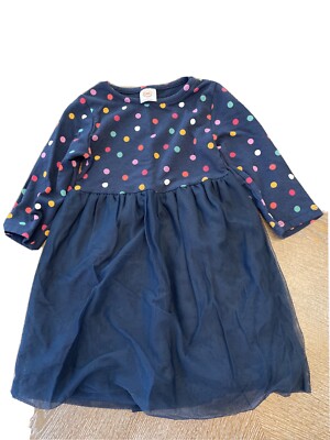 Wonder Nation Girls Size 4T Polka Dot Navy Blue Tulle Skirt Long
