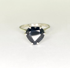 10.7 mm Heart Midnight Blue Sapphire Sterling Silver Solitaire Ring Size 8