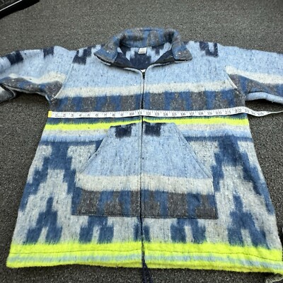 Molina Indian Drawing Mens Small Jacket Blue Geometric Sherpa