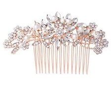 Hapibuy - Wedding Hair Comb - Rose Gold with Pearls  Crystal - Brand New