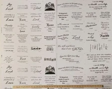 Bible Verses Wise Sayings Quilting Blocks Cotton Fabric Panel Off-White D685.01