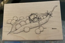House Mouse Pea Pod Nap rubber stamp NEW