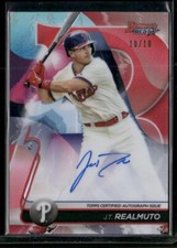 2020 Bowman's Best #B20-JT J.T. Realmuto Best of 2020 Red Refractor AUTO #10/10