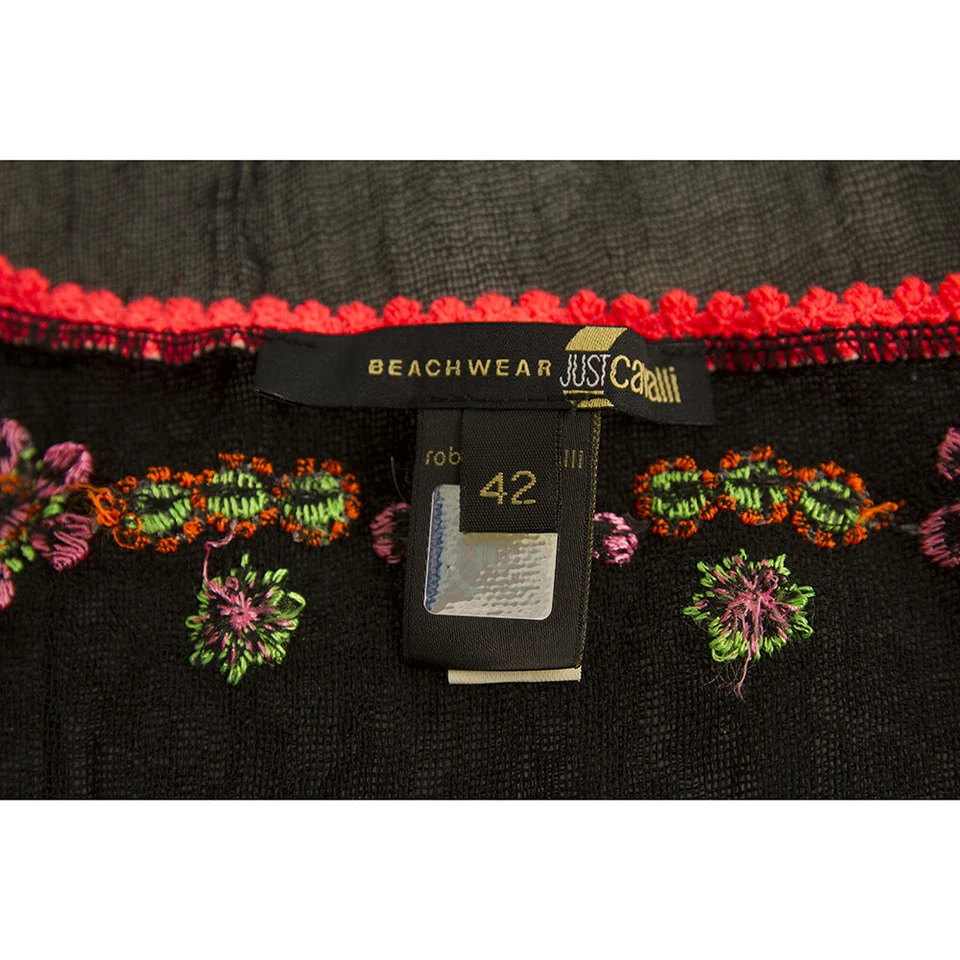 Cárdigan Bolero Cardi Just Cavalli Beachwear Negro Transparente Floral Lentejuelas Talla 42 Foto 3 de 4