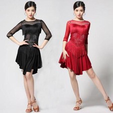 Latin Salsa Ballroom Dance Performance Dress Tassels Rumba Samba Dancewear Tango