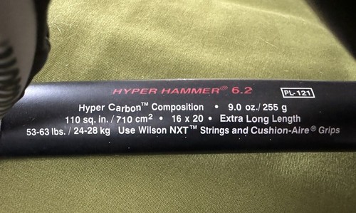 Wilson Hyper Hammer 6.2 racchetta da tennis nero/bianco 4 1/4 2 VGD 110² in carbonio - Foto 11 di 12
