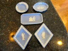 Wedgwood Jasperware Lot - 5 Pieces, Ash tray, 2 Diamond, Trinket Tray, & Dish