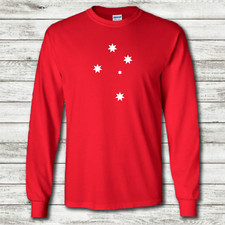 Camiseta Cruz Australiana Manga Larga Camisa Algodón Rojo Crux S - 5XL
