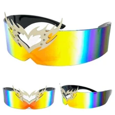 Biker Robot Costume Party Raver Cyclops Space Punk Gothic SUN GLASSES Gold Lens
