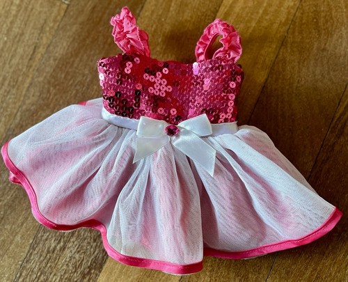 Vestido Build A Bear Vestido Rosa Conjunto Estrás Disfraz Tul Brillante Tela Felpa - Imagen 7 de 22