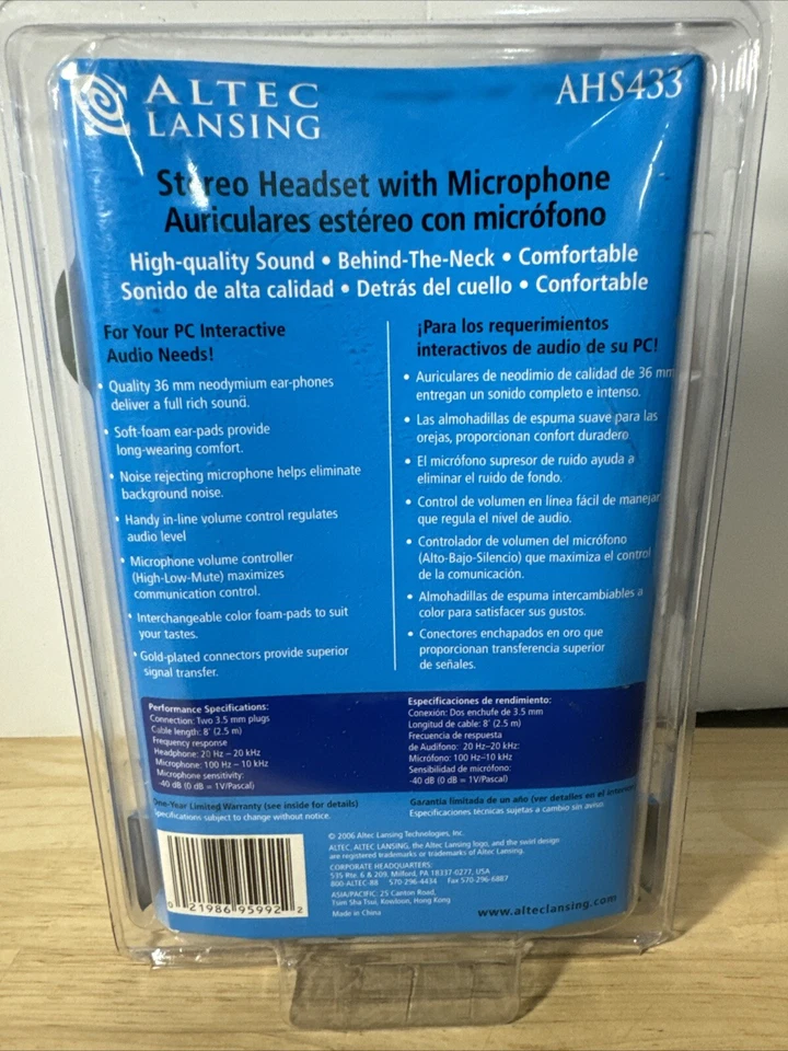 Altec Lansing AHS-433 PC Stereo Headset, Microphone, VoIP, Gaming - Image 2 of 2